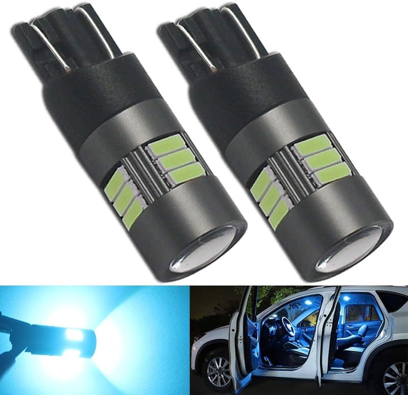 Eluseastar T10 194 LED Side Light Bulbs Ice Blue 12V-24V W5W 168 161 12961 with Projector For Car Backup Interior Dome Number Plate Lamp, 2 Pack - Image 1